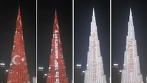 Cumhuriyeti'nin 100. yıl coşkusu, Burj Khalifa'ya Türk bayrağı yansıtıldı