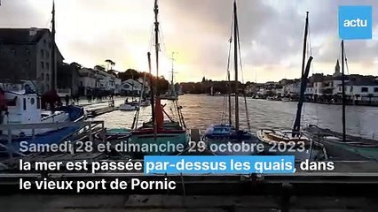 La tempête Céline a fait déborder la mer dans le vieux port de Pornic