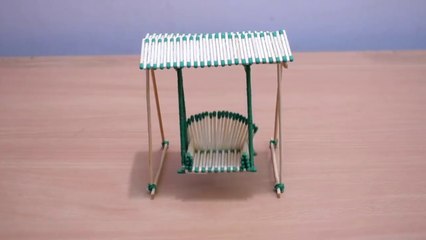 Matchstick art and craft ideas _ how to make matchstick miniature swing _ Matchstick jhola