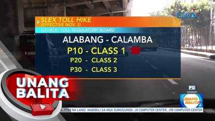 Taas-singil sa toll sa SLEX at MCX, epektibo sa November 3 | UB