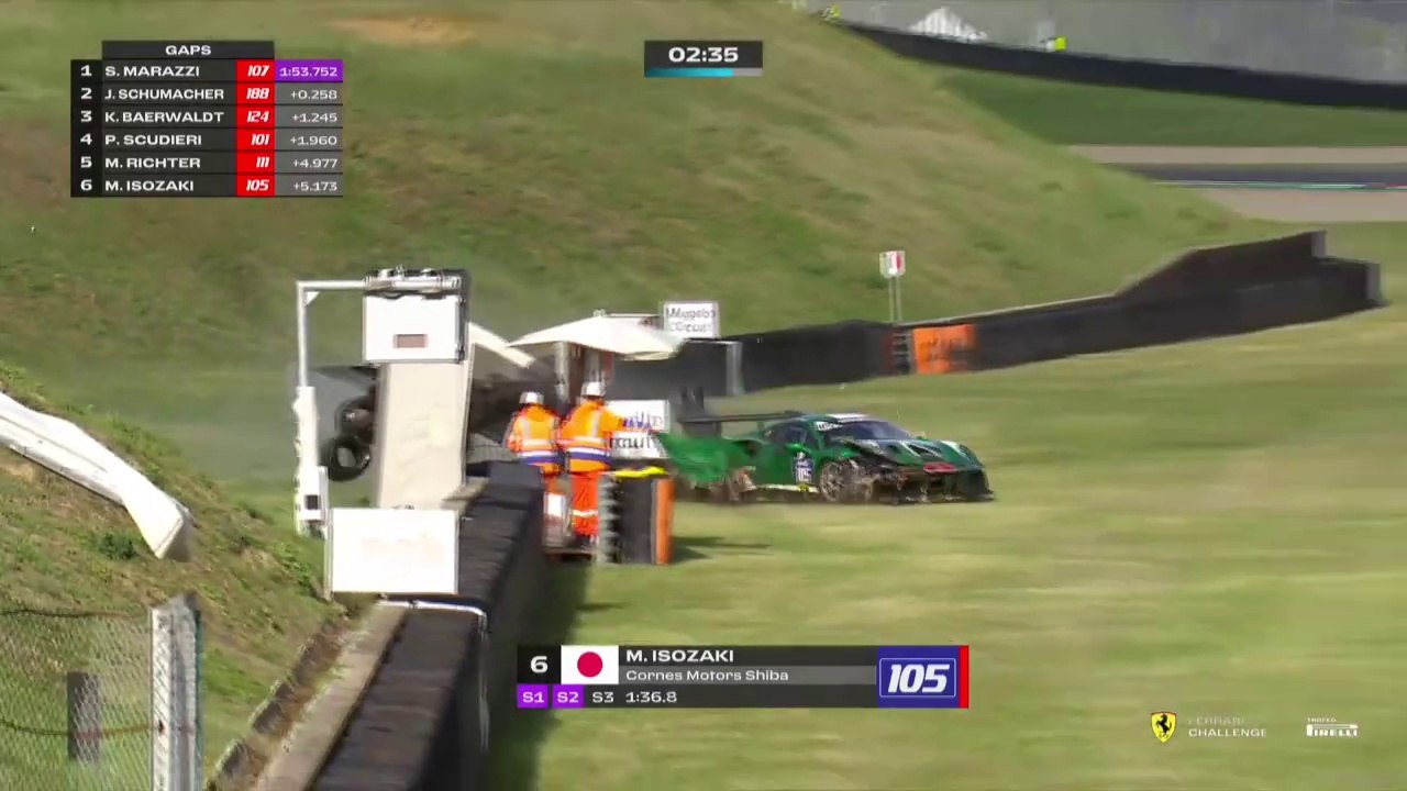Ferrari Challenge Coppa Shell World Final 2023 Mugello Superpole Isozaki Big Crash