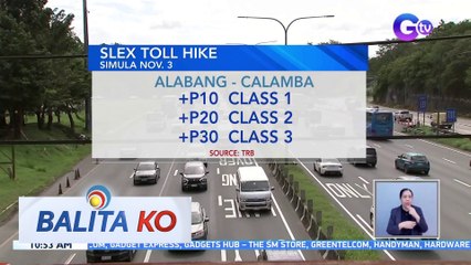 Toll hike sa SLEX at MCX, epektibo simula Nov. 3, 2023 | BK