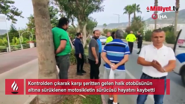 Kontrolden çıkıp halk otobüsünün altında kalan motosiklet sürücüsü hayatını kaybetti