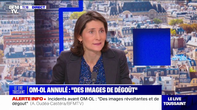OM-OL annulé à cause des supporters: Cette violence sur la voie publique, c'est ahurissant affirme Amélie Oudéa-Castéra