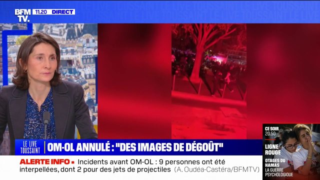 Bus caillassé avant le match OM-OL: l'itinéraire emprunté par le bus n'était pas l'itinéraire habituel et rendu impraticable à cause de travaux , souligne Amélie Oudéa-Castéra