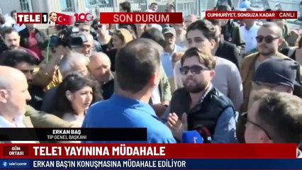 Erkan Baş TELE1 canlı yayınındayken kendisini kayda alan polise tepki gösterdi