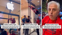 Apple mağazasında Türk bayrağı görmeyen vatandaşlar, bayrağı kendileri astı