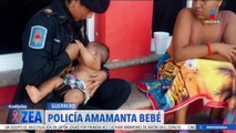 Huracán Otis: Policía de la CDMX amamanta a bebé damnificado