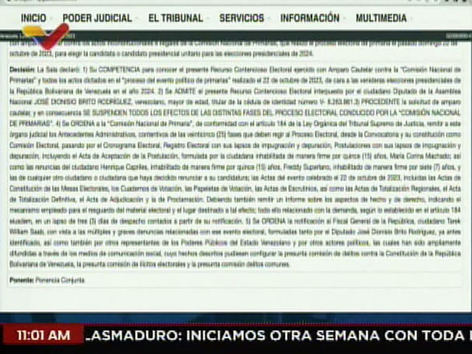 Sala Electoral del TSJ suspende todos los efectos de los procesos de primarias de la oposición