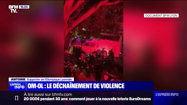 Dans notre bus, on a eu deux vitres cassées et deux blessés légers , témoigne un supporter de l'OL