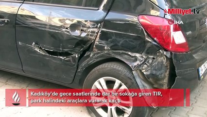 Kadıköy’de TIR onlarca aracı biçip kaçtı, o anlar kamerada
