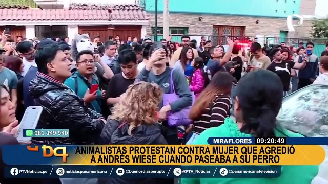 Miraflores: protestan en vivienda de mujer que agredió a Andrés Wiese por pasear a su perro