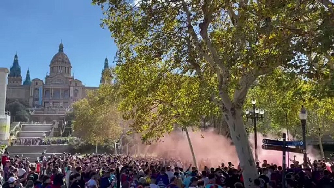 Concentraciones de los ultras del Barça en las horas previas del clásico