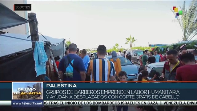 Grupos de barberos emprenden labor humanitaria hacia palestinos desplazados