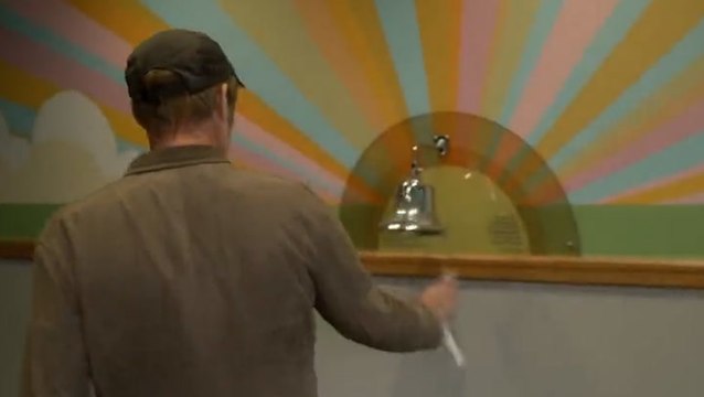 Emotional moment Rhod Gilbert ‘rings the bell’ after finishing cancer treatment