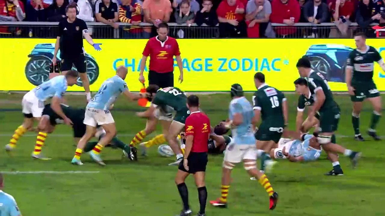 TOP 14 - Essai de Thibault DAUBAGNA (SP) - USA Perpignan - Section Paloise - Saison 2023-2024