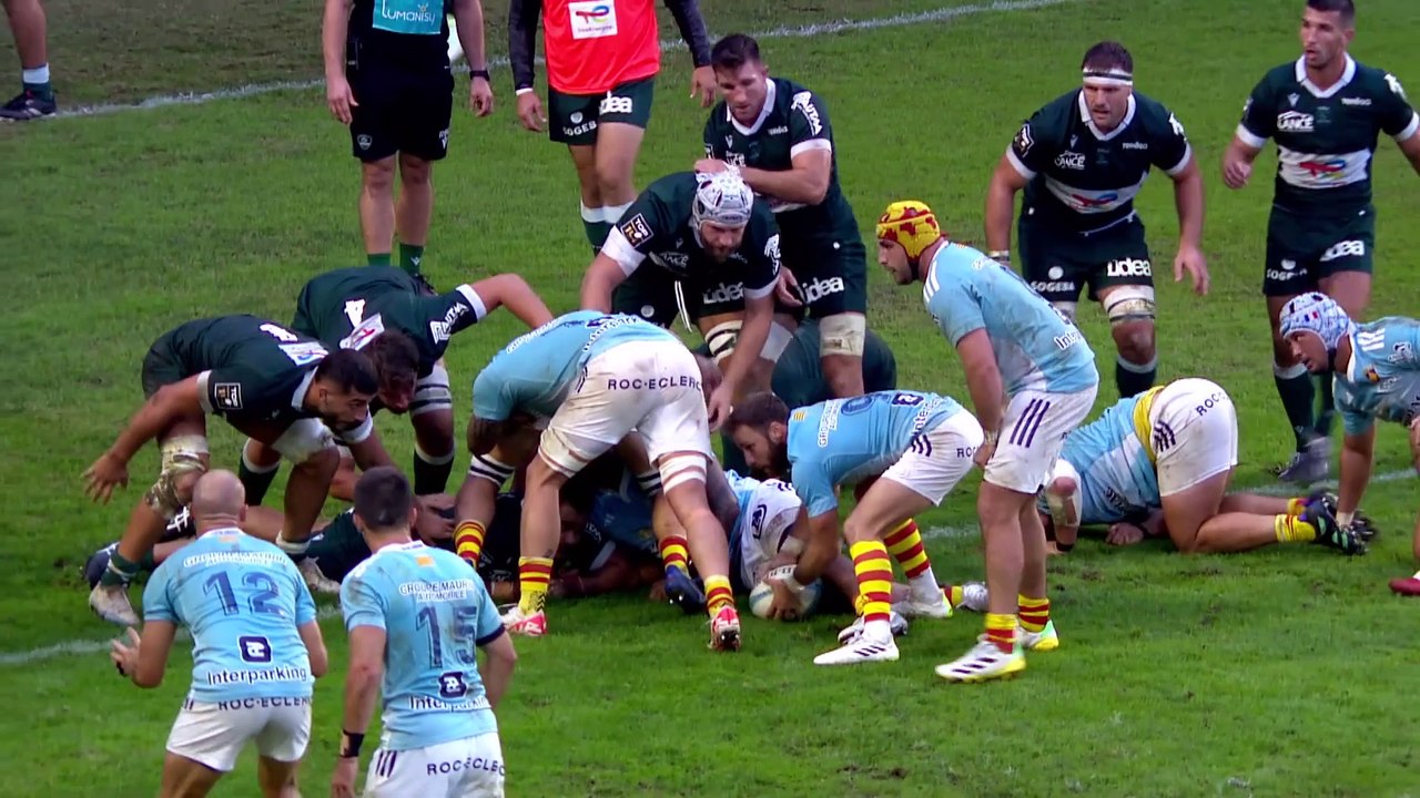 TOP 14 - Essai de Lucas VELARTE 2 (USAP) - USA Perpignan - Section Paloise - Saison 2023-2024