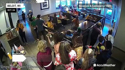 Visitors to Wisconsin restaurant take off running as deer crashes inside