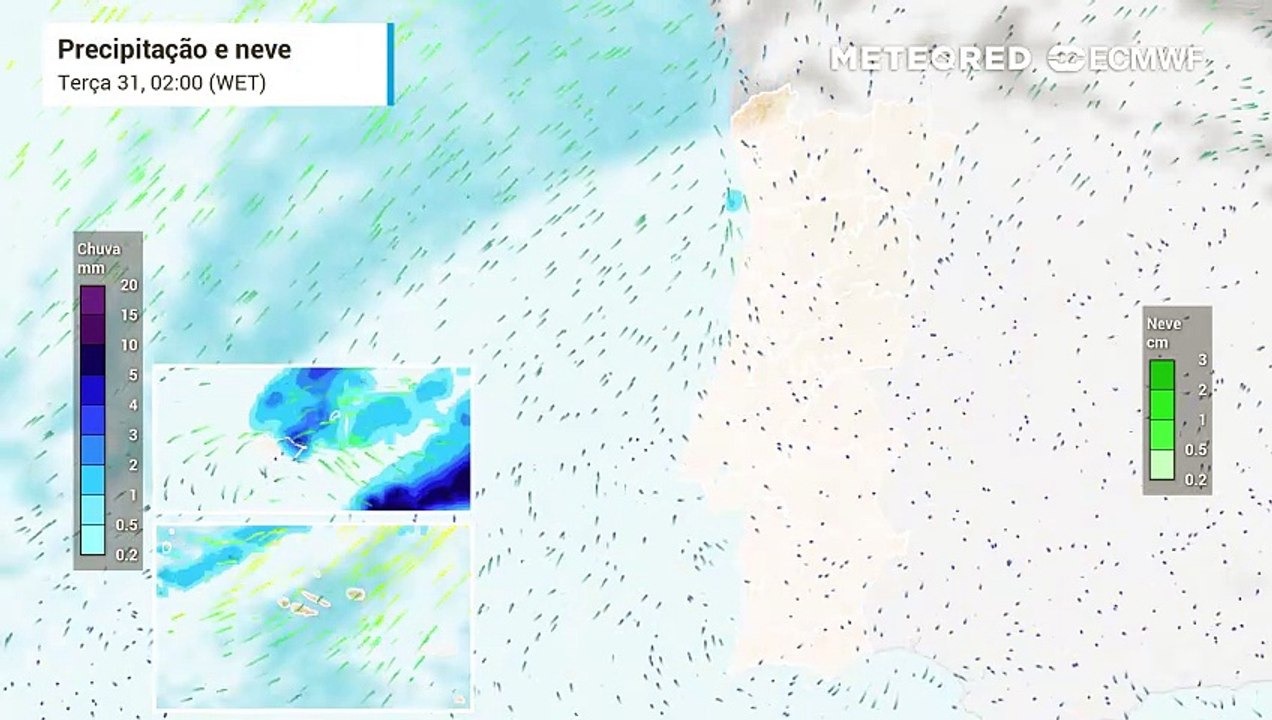 Esta semana em Portugal com mais chuva, vento forte, mar bravo e possibilidade de queda de neve