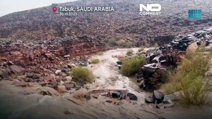 شاهد: أمطار غزيرة وفيضانات في السعودية