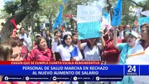 Profesionales de la salud protestan frente al Minsa en rechazo al nuevo aumento de sueldo