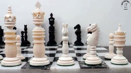 Hand Carved Camel Bone Chess Pieces _ Minaret Series _ Royal Chess Mall