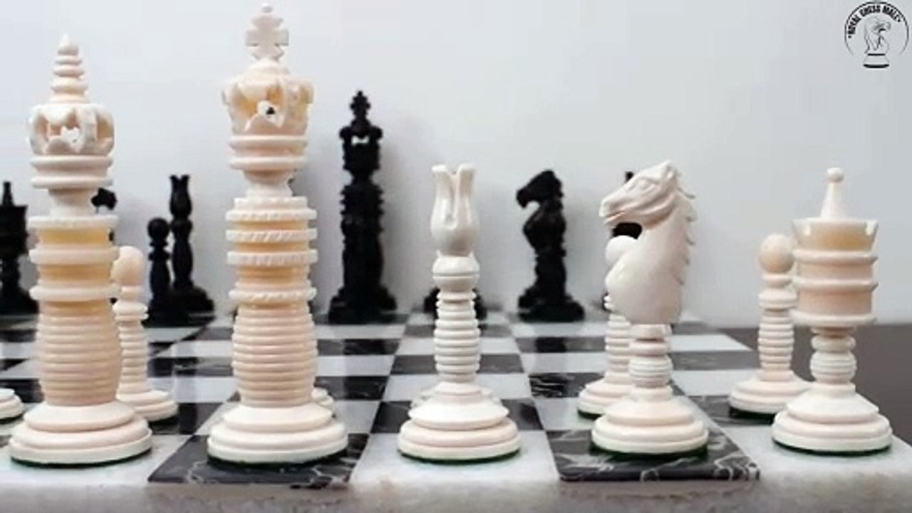 Hand Carved Camel Bone Chess Pieces _ Minaret Series _ Royal Chess Mall