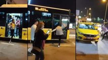 Bakırköy'de indirildiği otobüse tekme attı; taksinin camlarını kırdı
