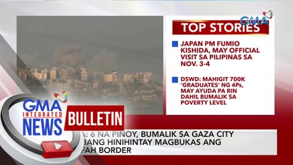 DFA: 6 na Pinoy, bumalik sa Gaza city habang hinihintay magbukas ang Rafah border | GMA Integrated News Bulletin