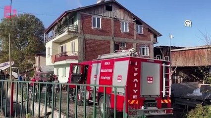 Babasını yangından kurtarırken yüzü ve saçları yandı