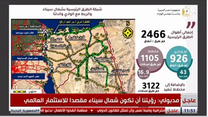 رئيس الوزراء: نستهدف انشاء 4 مناطق لوجستية فى شمال سيناء