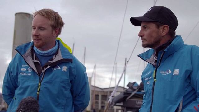 Transat Jacques Vabre Normandie Le Havre 2023 : LUNDI 30102023 - ARRIVÉE PONTONS LORIENT ET INTERVIEW DE THIBAULT VAUCHEL-CAMUS QUENTIN VLAMYNCK - SOLIDAIRES EN PELOTON