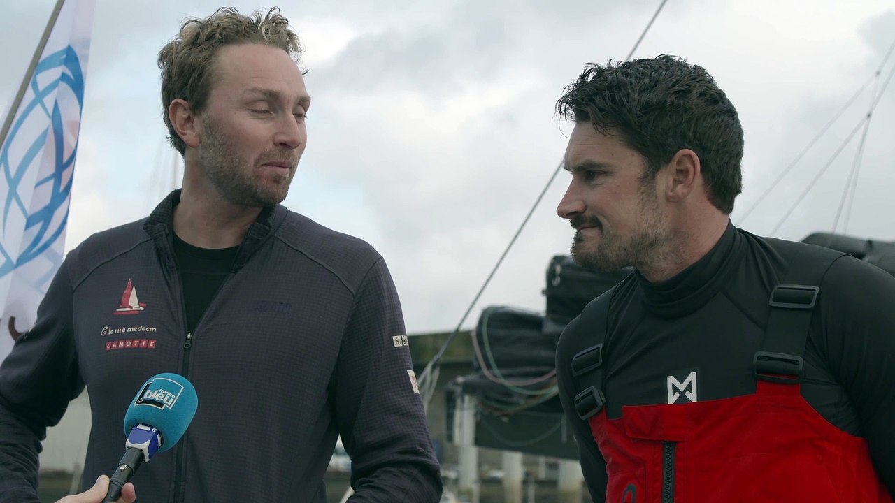 Transat Jacques Vabre Normandie Le Havre 2023 : LUNDI 30102023 - ARRIVÉE PONTONS LORIENT ET INTERVIEW DE LUKE BERRY  ANTOINE JOUBERT - LE RIRE MÉDECIN - LAMOTTE