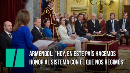 Armengol: "Hoy, en este país, en este templo de la palabra, hacemos honor al sistema con el que nos regimos"