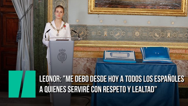 Leonor: Me debo desde hoy a todos los españoles a quienes serviré con respeto y lealtad, no hay mayor orgullo, en este momento les pido que confíen en mí como yo tengo puesto toda mi confianza en el futuro de la nación, muchas gracias