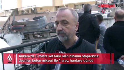 Beton mikseri dehşet saçtı! 4 araç kağıt gibi ezildi