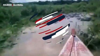 Nehirdeki korkunç tekne geçişi gündem oldu: Timsahlarla dolu alana girdi ve...