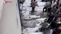 Gazze'de hastane bahçesinde ceset kuyrukları