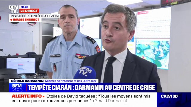 Tempête Ciaran: Gérald Darmanin indique que 3200 sapeurs-pompiers et 4 hélicoptères seront mobilisés dans la nuit de mercredi à jeudi