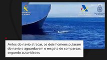 Polícia espanhola flagra traficantes saltando de navio cargueiro em movimento