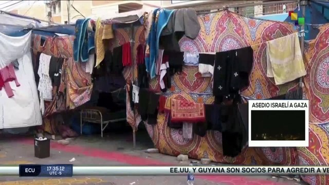 Patios de hospitales en la Franja de Gaza han devenido refugios para los desplazados