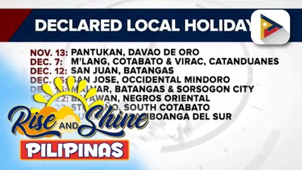 Malacañang, nagdeklara ng local holidays sa 10 lugar