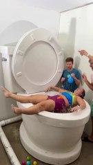 My BOYFRIENDS Pranked Me and Pushed Me into the Giant Toilet and Made BIG SPLASH #shorts