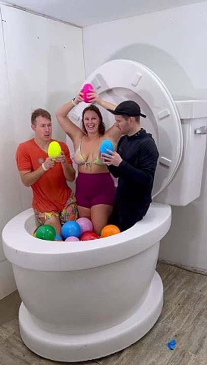 Surprise Egg Challenge Contest in Worlds Largest Toilet Competition with Boyfriends #shorts
