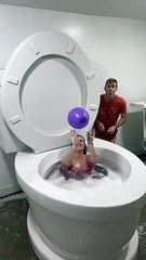 My BOYFRIEND SHOCKED Me with Surprise Balloon Prank in Worlds Largest Toilet Bubble Bath #shorts