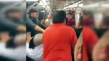 Metroda 'tükürük' kavgası kamerada: Metro boks ringini aratmadı