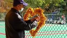 爺爺用楓葉擺出愛心！你想送給誰呢？Grandpa uses maple leaves to show love.