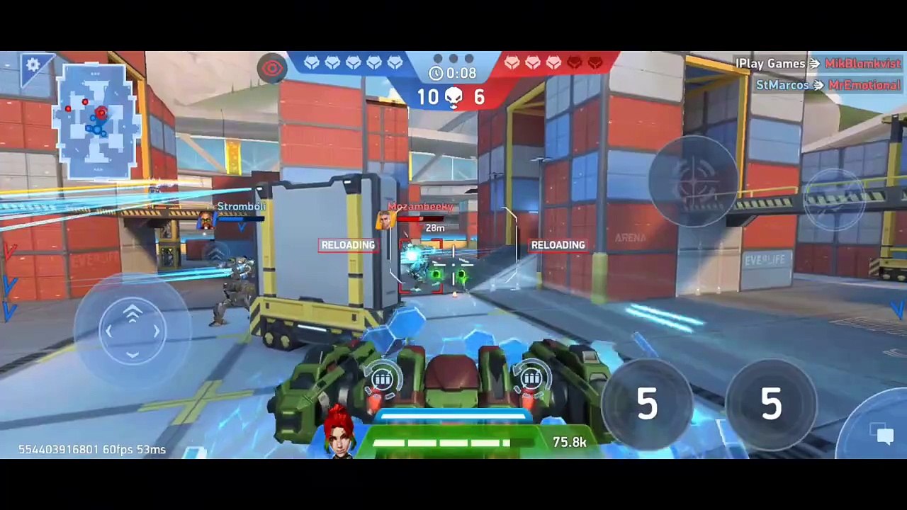 Mech Arena - Team Deathmatch Gameplay - Disruptor Bastion - Disc Launcher Panther - Mini Gun Onyx