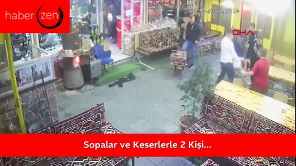 Kafeye Sopalı ve Keserli Saldırı: 2 Yaralı!