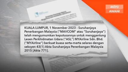 Lesen MyAirline digantung serta merta